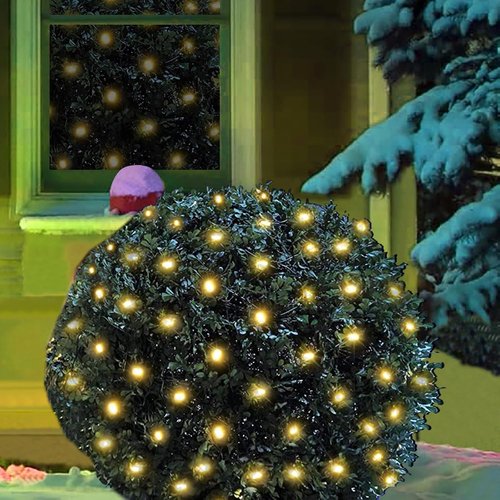 LED Christmas Net Lights by [Brand Name] - 144 Warm White LEDs for Outdoor & Indoor Decor | 6ft x 6ft Green Wire