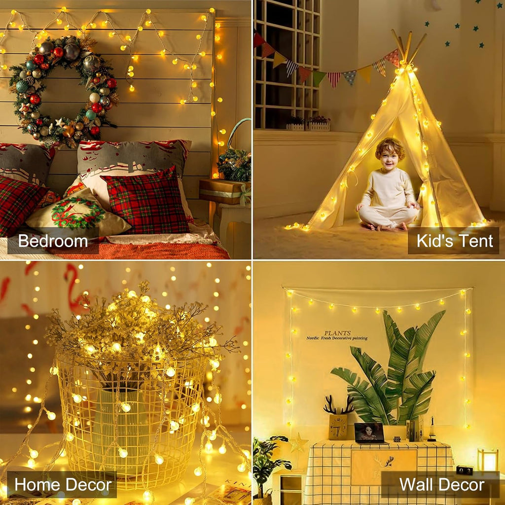 Minetom Globe String Lights - 33 Ft 100 LED Fairy Lights with Remote & 8 Modes | Warm White Decor for Patio, Garden, Wedding