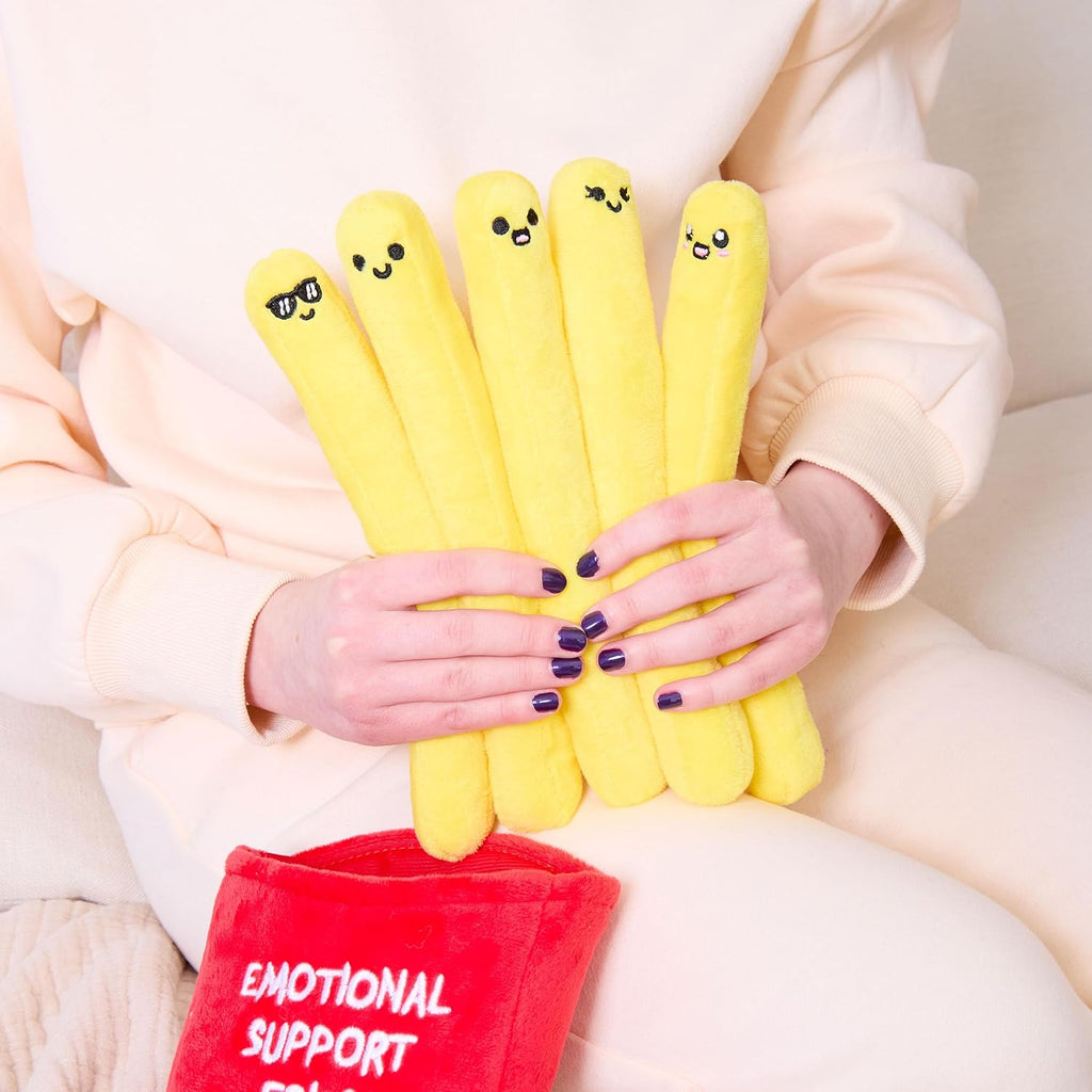 Relatable Emotional Support Fries | Cuddly Plushies Set with 5 Toys & Carrying Basket - Perfect Gift for All Ages