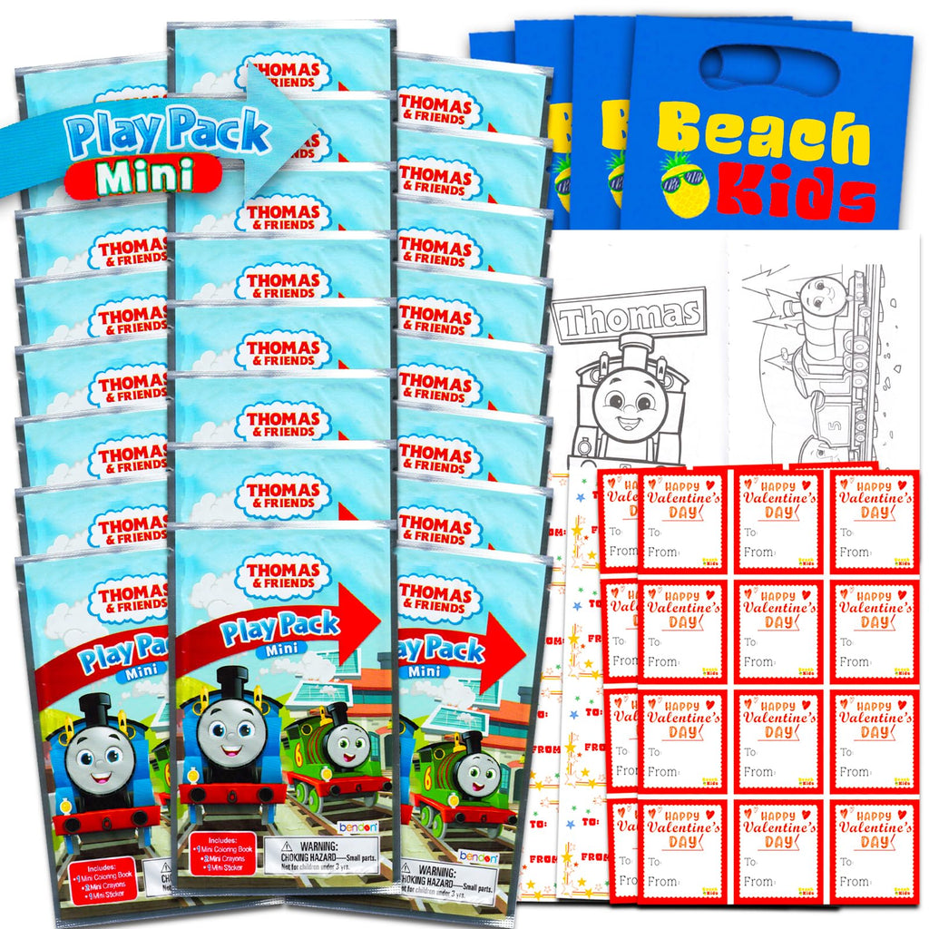 Thomas the Train Valentine's Day Classroom Gift Exchange Bundle - 24 Thomas and Friends Mini Coloring Activity Books for School Valentines Cards, Stickers | Valentines Kids Party Favors