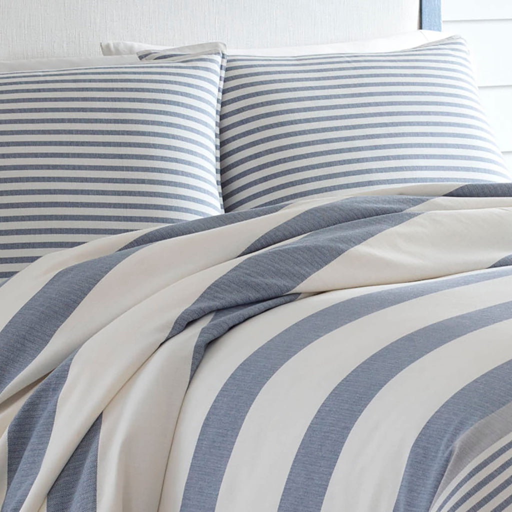 Nautica - Twin Comforter Set, Reversible Cotton Bedding with Matching Sham, Medium-Weight, Dorm Essentials, Oeko-Tex Certified (Fairwater Blue)
