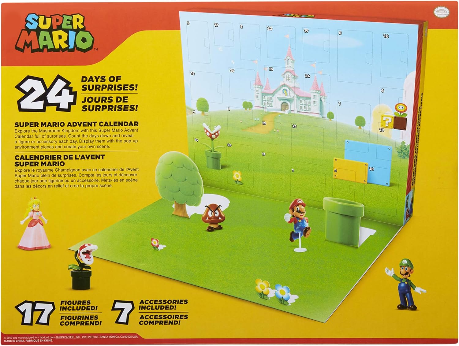 Super Mario Advent Calendar | Christmas Holiday Countdown with 17 Action Figures & Accessories