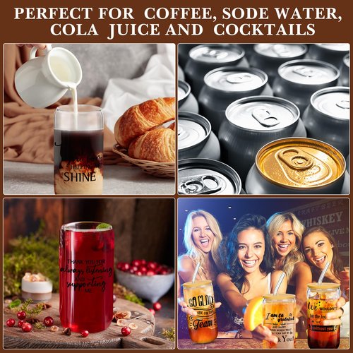 Lemosae 16 Set Teacher Appreciation Gifts Bulk Thank You Team Gift for Coworker Employee Staff Graduation Gift 16 oz Can Shaped Beer Glass Cup with Lid and Straw for Teacher Nurse(Awesome)