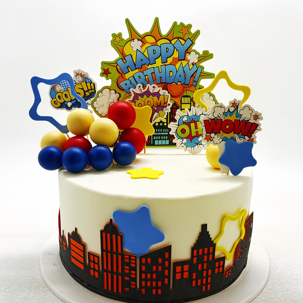 Superhero Cake Decorations Superhero Themed Party Decoration City Cake Border Decoration