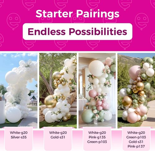 Bezente 36-Inch White Giant Balloons - 8 Pack Jumbo Round Latex Balloons for Weddings & Parties