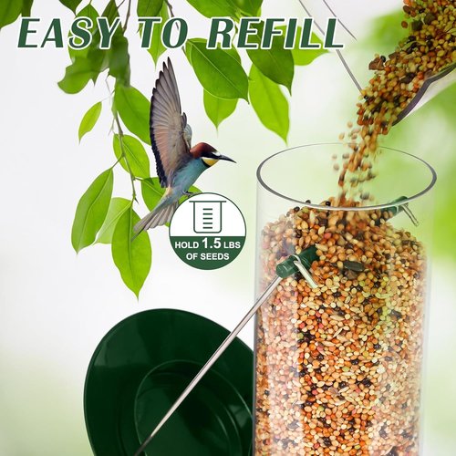 FEED GARDEN Metal Bird Feeder - 6-Port Squirrel Proof Tube Feeder, Weather Resistant, 13 Inch