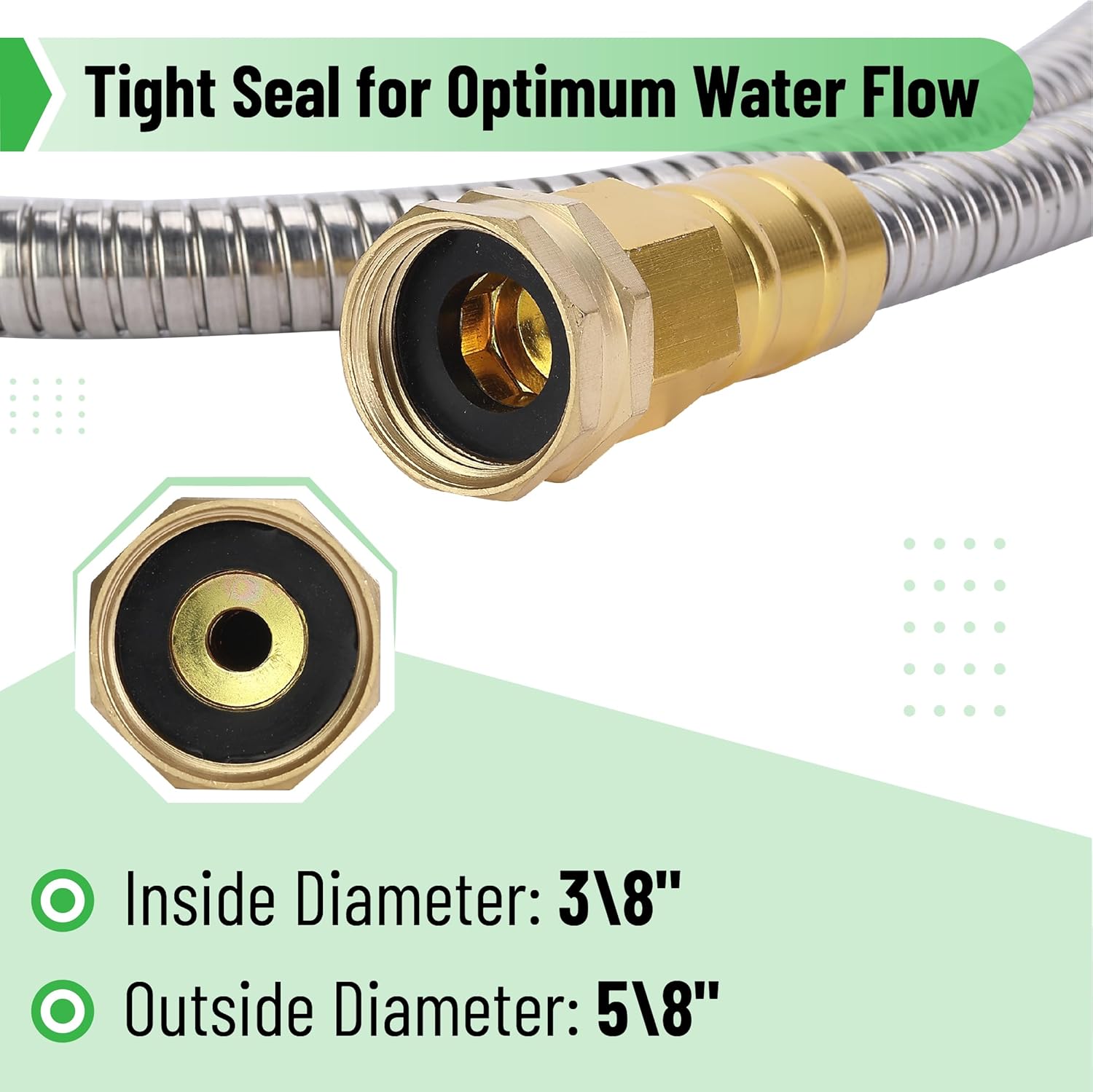 UNCO 10 Feet Stainless Steel Garden Hose - No Kink Design for Easy Handling and Durability