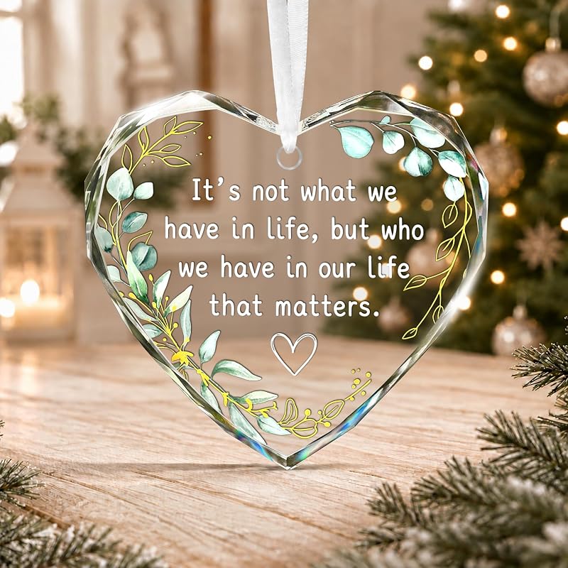 Friendship Ornament for Women - Clear Glass Heart Christmas Keepsake, Variation of THIS Listing: Friendship 2