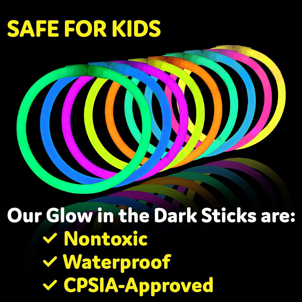 PartySticks Ultra Bright Glow Sticks - 400 Pack of 8" Glow in the Dark Halloween Party Favors | Neon Necklaces & Bracelets