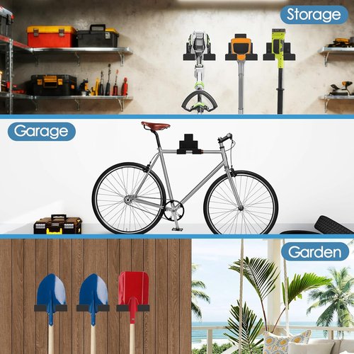 DOKU HOME Heavy Duty Garage Organizer - Wall Mounted Weed Whacker Holder | 2 Pack Trimmer Rack for Tools