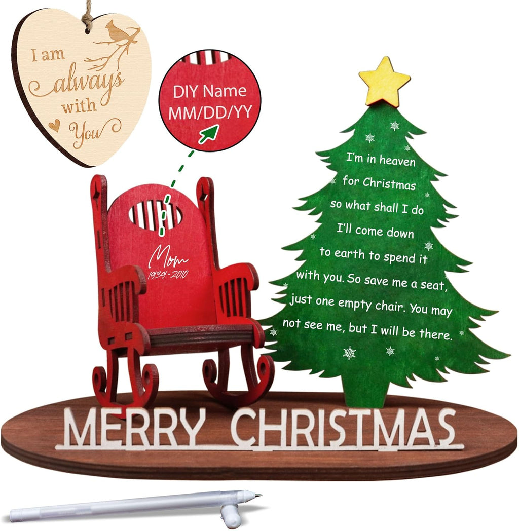 Memory Christmas In Heaven Wooden Candle Holder - Memorial Ornament & Sympathy Gift for Loss