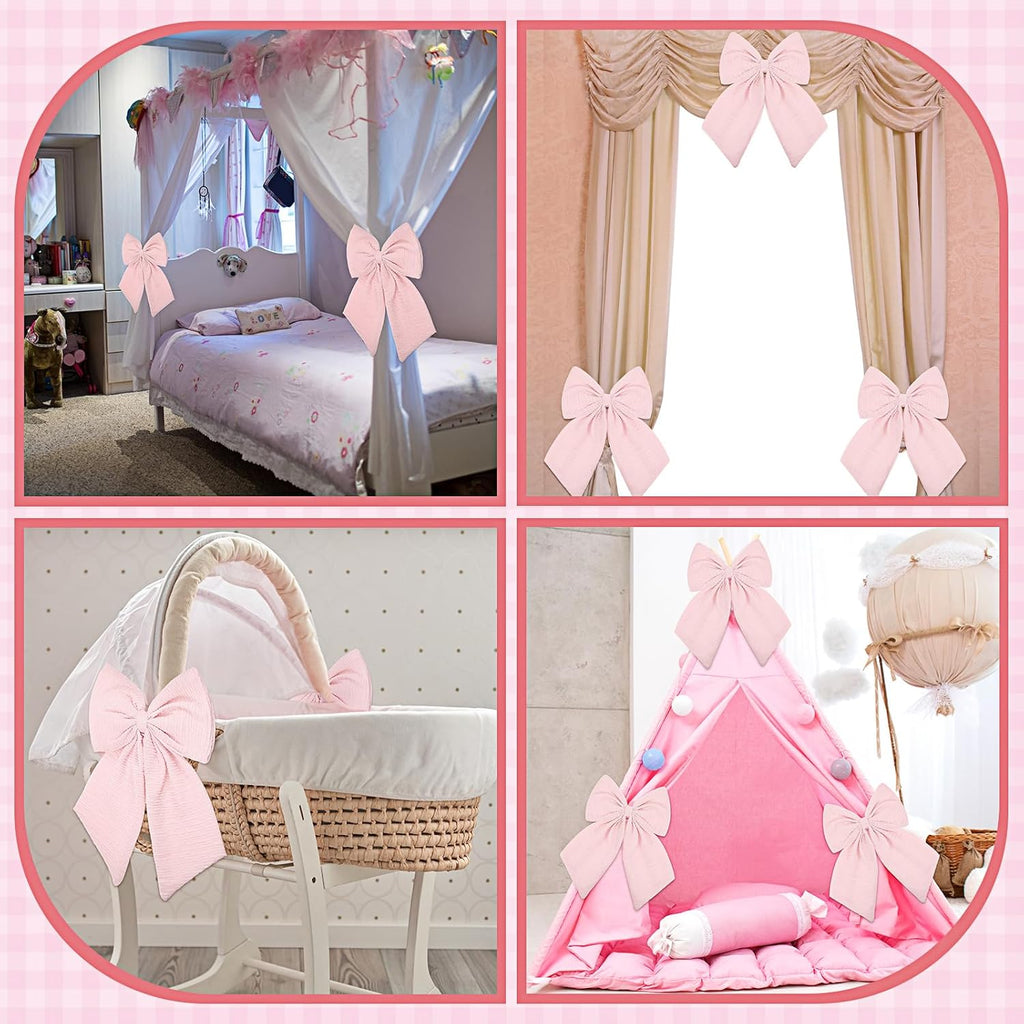 Riceshoot Large Crib Bows - 11 x 16 Inch Coquette Bow Decorations for Nursery | Pink Infant Bedroom Decor