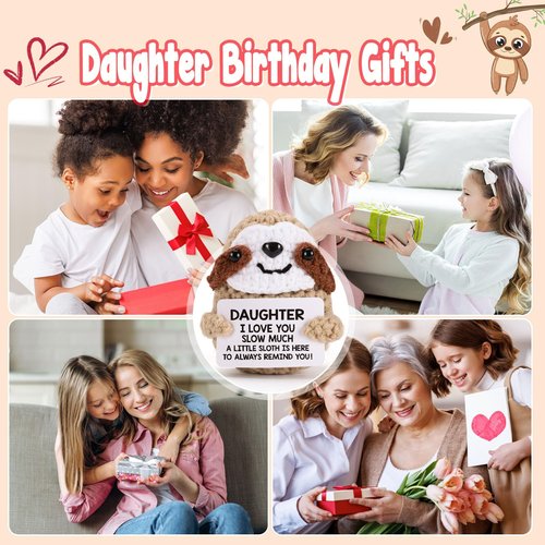 MBL Easter Teen Girl Daughter - Easter Basket Stuffers for Daughters Teens Girls Kids, Crochet Sloth Mother's Graduation Birthday Trendy Stuff Gift for Kid 16 Years Old Teenager Girl from Mom Dad