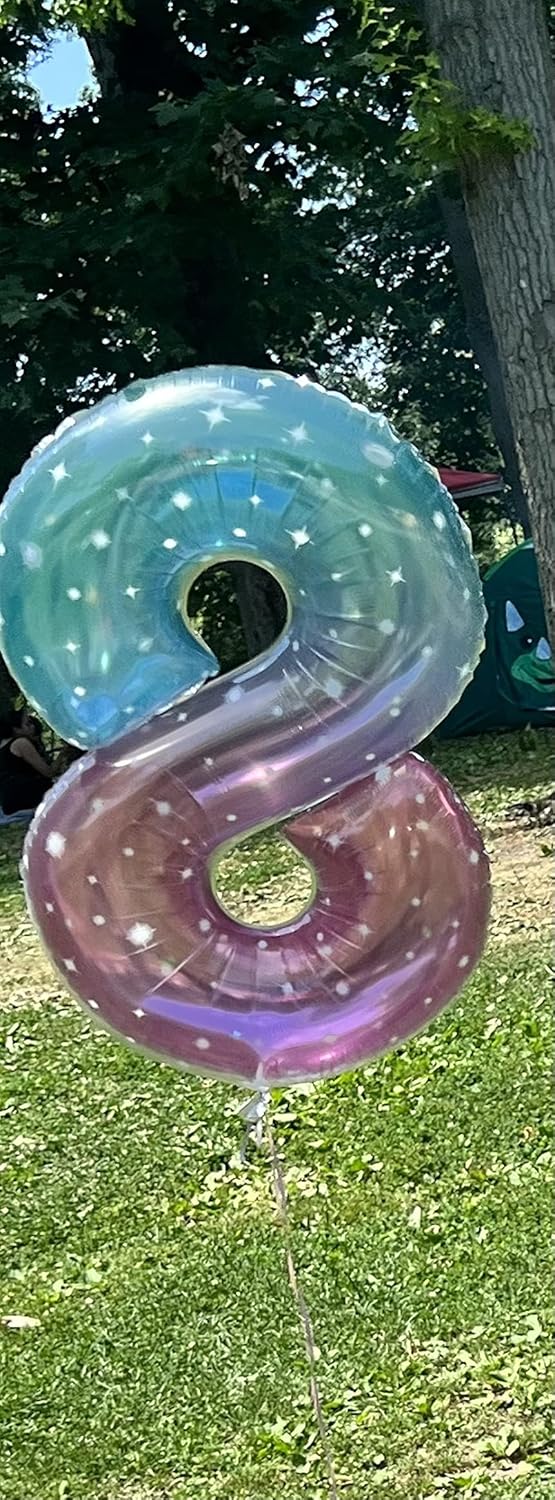Skiennix 40-Inch Number 8 Balloon - Vibrant Pink, Purple & Blue Birthday Party Decoration