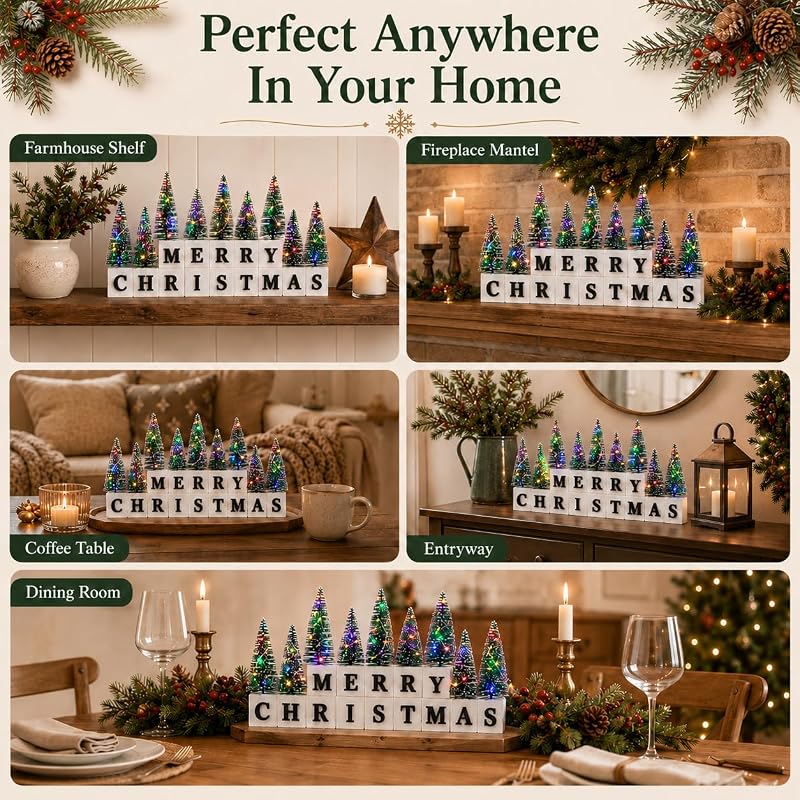 Multicolor Lighted Christmas Table Decor with 3D Merry Christmas Letters