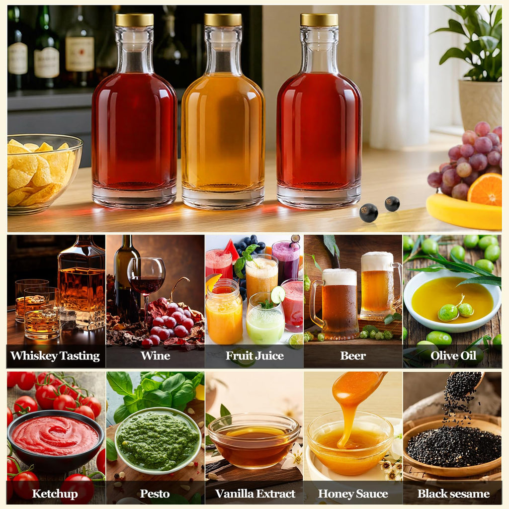 TBWIND 12 Pack 12oz/375ml Clear Glass Bottles with T-Top Cork Stoppers
