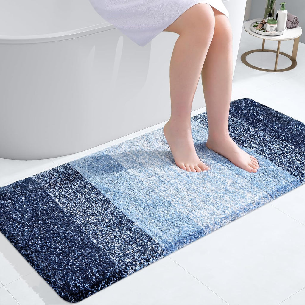 OLANLY Bathroom Runner Rug - Extra Soft Microfiber Mat | Quick Dry, Washable, 47x20, Navy