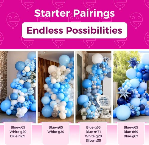 Bezente Blue Balloons - 100 Pack 12-Inch Round Latex Helium Balloons for Weddings & Parties