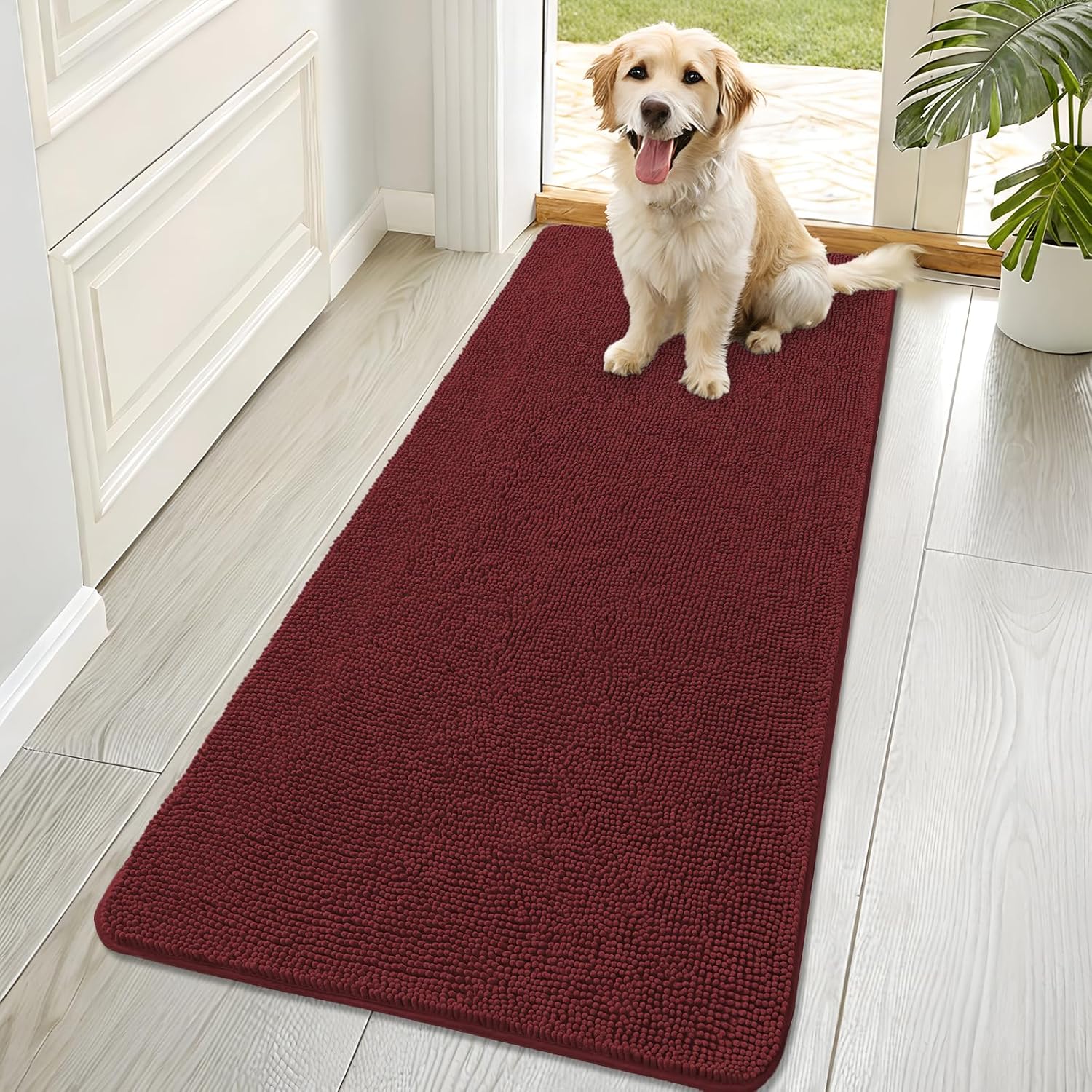 OLANLY Dog Door Mat - Absorbent Non-Slip Washable Doormat for Muddy Paws | 70x32, Caramel Russet