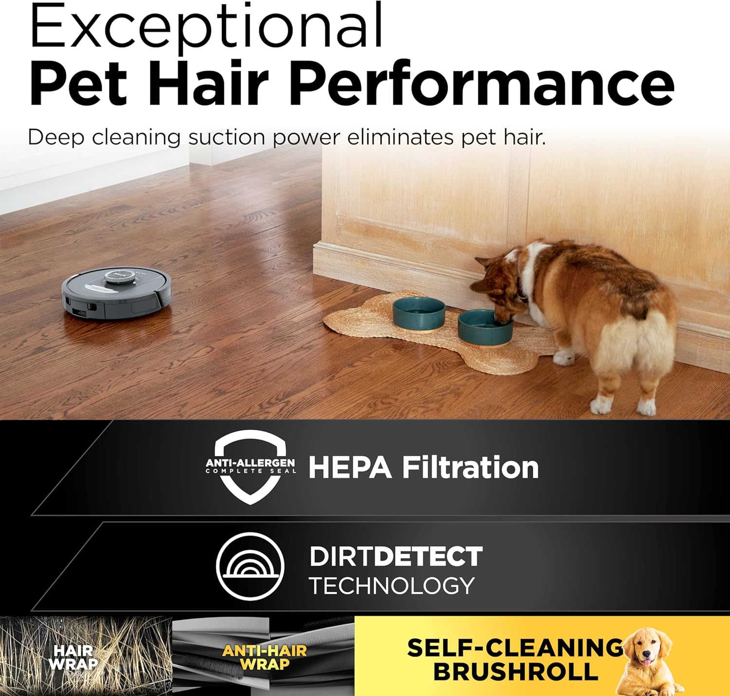 Shark PowerDetect Self-Empty Robot Vacuum - Auto Deep-Clean Carpets & Hard Floors, XL 60-Day HEPA Bagless, Black