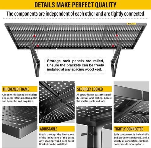 Heavy-Duty Garage Wall Shelving by 2Pack - Adjustable Metal Storage Shelf | 1.64x4ft, Black
