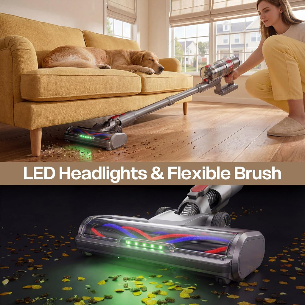 Skiennix Cordless Vacuum Cleaner - Powerful 600W Suction | Lightweight & Rechargeable Design, Grey