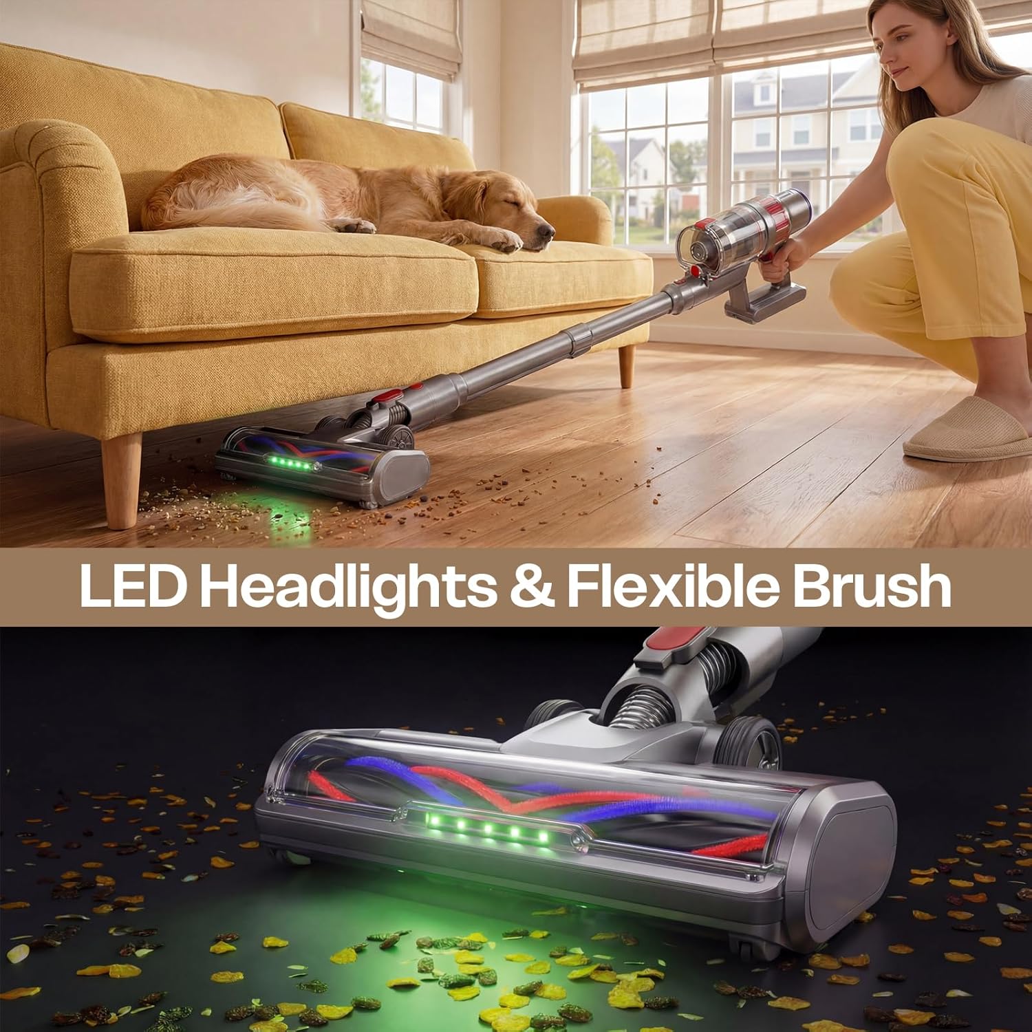Skiennix Cordless Vacuum Cleaner - Powerful 600W Suction | Lightweight & Rechargeable Design, Grey