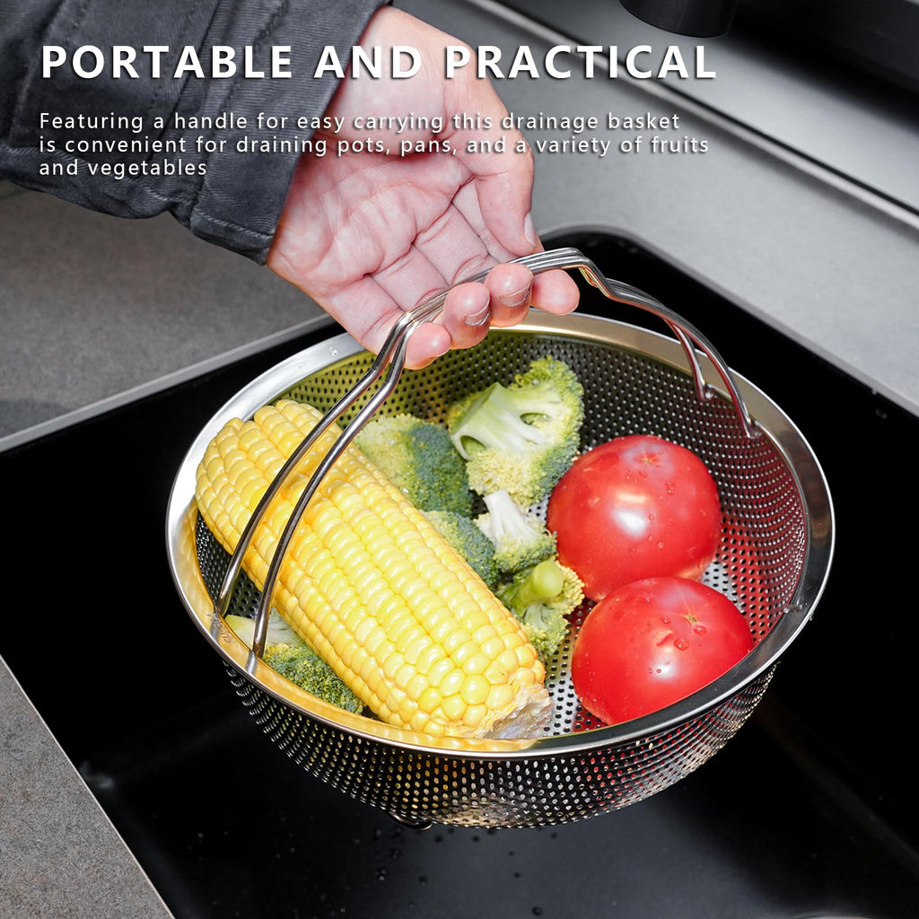 ICEICE Stainless Steel Steamer Basket - Vegetable & Dumpling Steamer Insert for Pots, Instant Pot Accessories with Handles & Feet, Multi-Purpose Mesh Strainer for Cooking, Fruits (Silvery, Large)