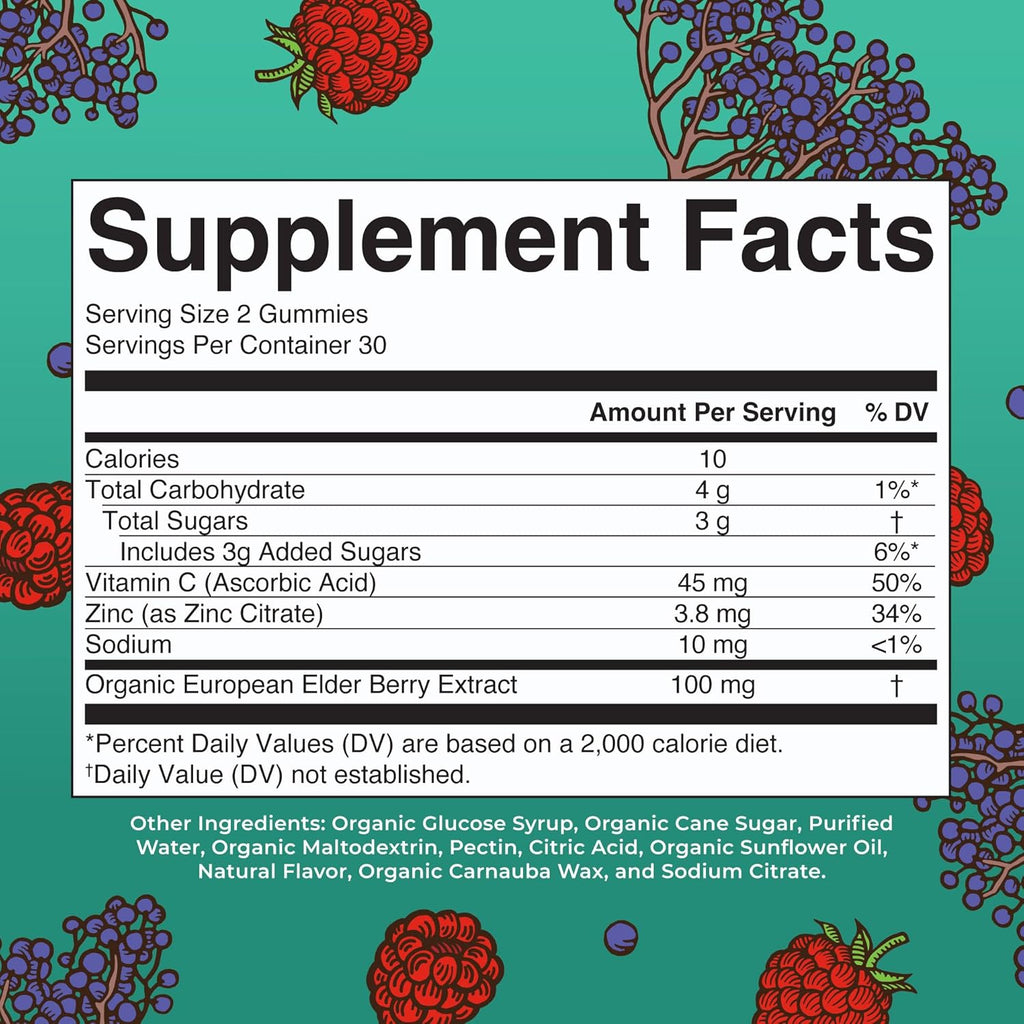 MaryRuth Organics Kids Immune Support Gummies - USDA Organic Vitamin C, Zinc & Elderberry | Vegan, Non-GMO, Gluten Free | 60 Count