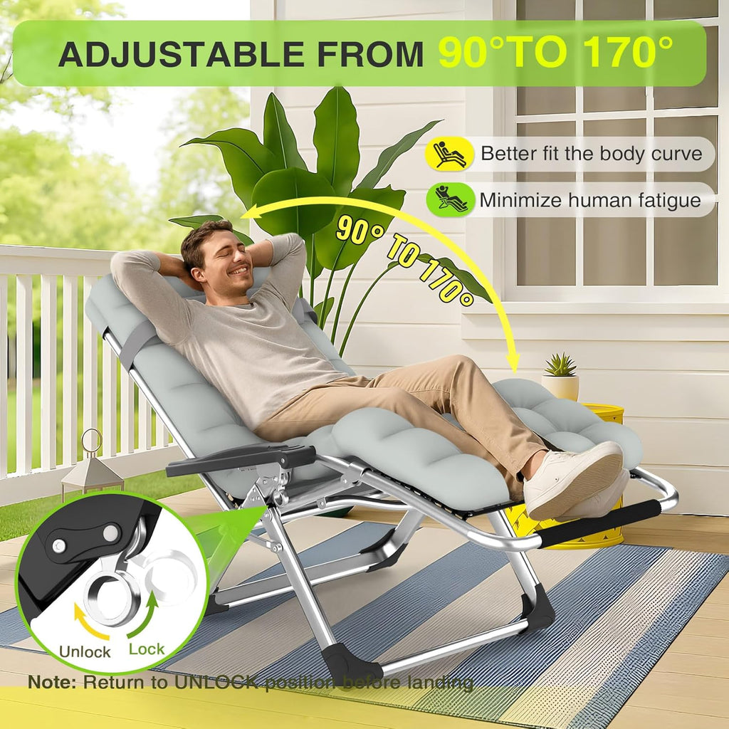 Suteck Zero Gravity Chair - Reclining Camping Lounge Chair with Removable Cushion & Cup Holder
