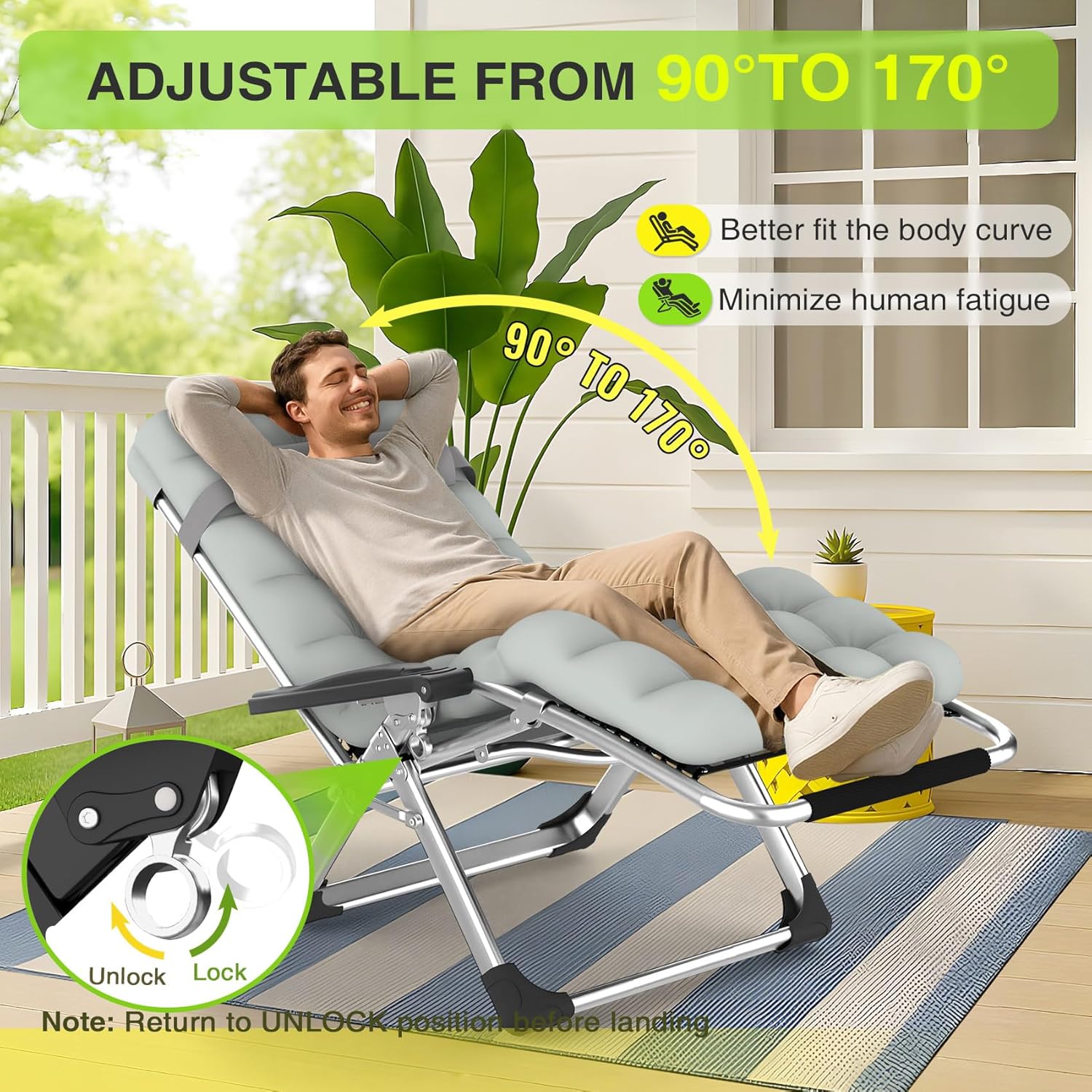 Suteck Zero Gravity Chair - Reclining Camping Lounge Chair with Removable Cushion & Cup Holder