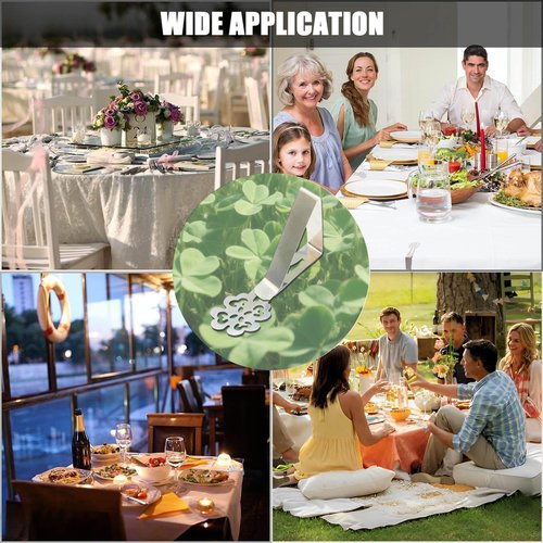 Tablecloth Clips for Outdoor Thick Tables 10 Pack, Lucky Clover Picnic Table Cloth Holder Clip Indoor, Heavy Duty Stainless Steel Cover Clamp for Party Wedding Home Restaurant Camping Accessories