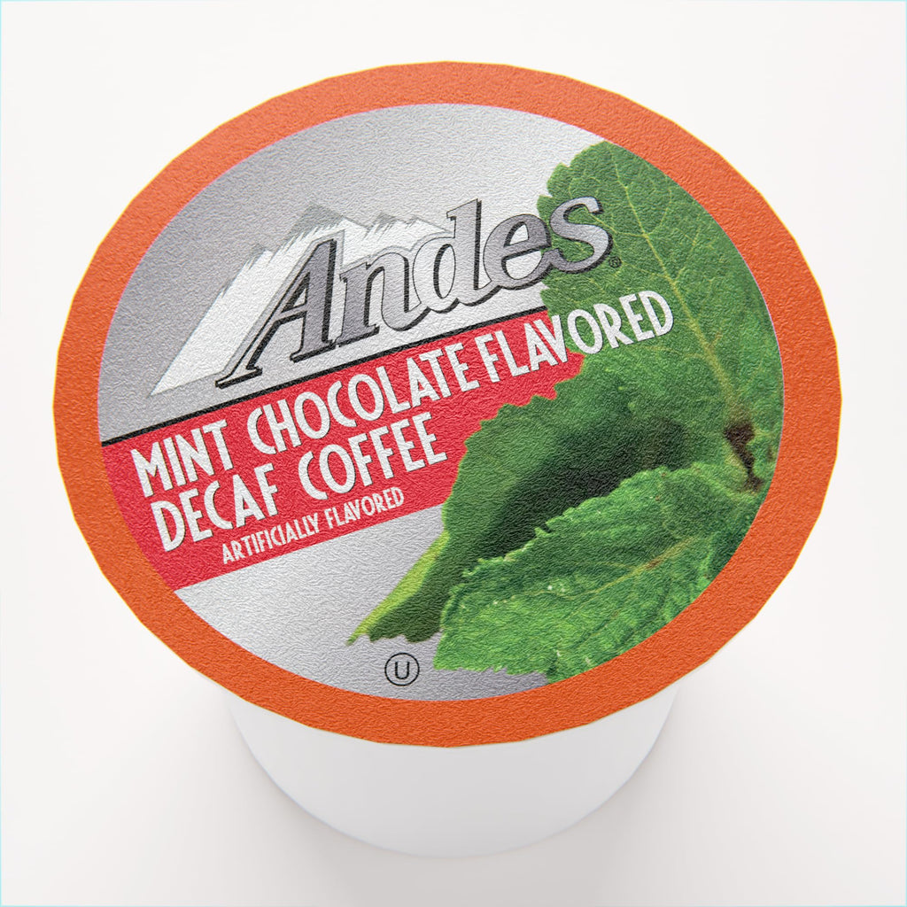 Andes Mints Chocolate Mint Decaf Flavored Coffee Pods, Compatible with K Cup Brewing Machines Including 2.0, Single Serve Peppermint Flavor Enhanced, 38 Count