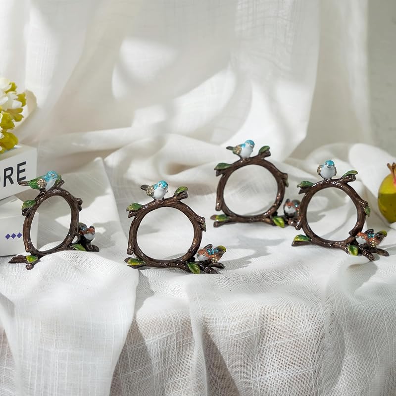 Bird Napkin Ring Set of 4 – Elegant Metal Serpentine Napkin Holders