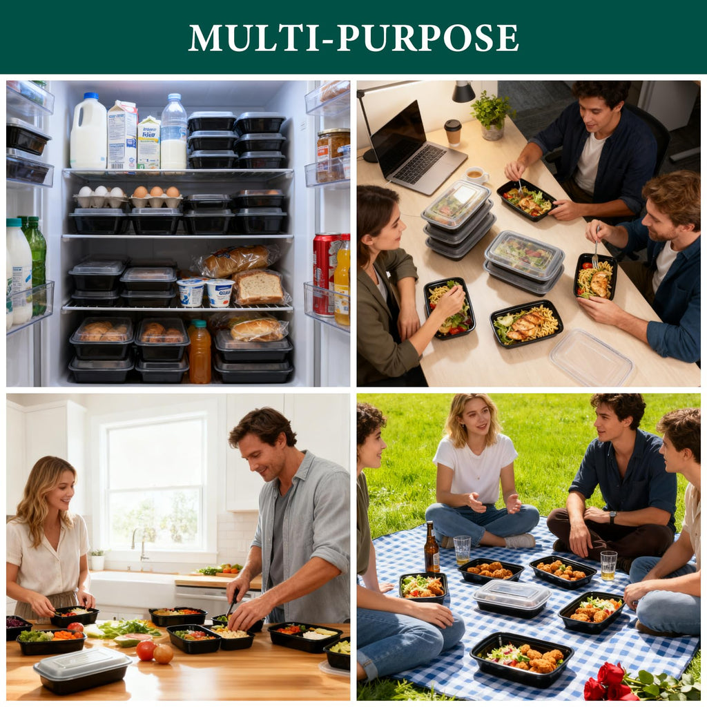 FUHITIM 90 Pack 28 oz Disposable Containers with Lids, Meal Prep Containers，Sturdy Leakproof & Food Safe, Microwave, Freezer, Dishwasher Safe Food Storage Containers with Lids Easy Open
