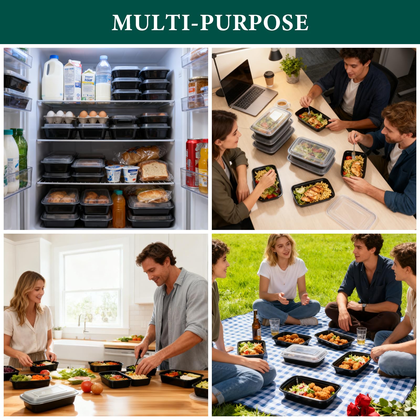 FUHITIM 90 Pack 28 oz Disposable Containers with Lids, Meal Prep Containers，Sturdy Leakproof & Food Safe, Microwave, Freezer, Dishwasher Safe Food Storage Containers with Lids Easy Open