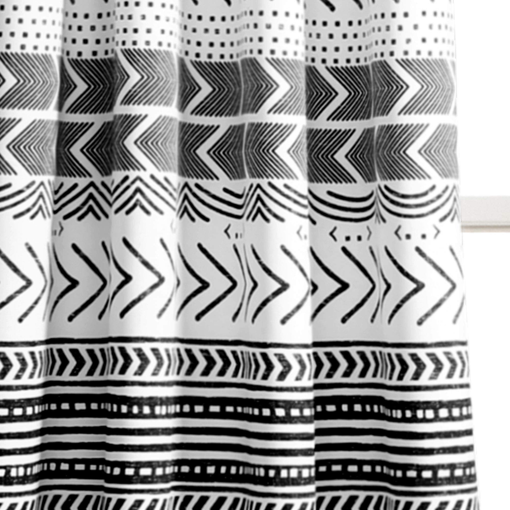 Lush Decor Hygge Geo Light Filtering Window Curtain Panel Pair, 84" x 52", Black & White