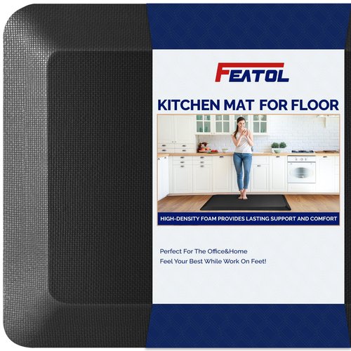 FEATOL Anti Fatigue Mat for Standing, 9/10 Extra Thick Ergonomic Standing Desk Mat, Comfort & Durable Memory Foam Standing Mat at Home,Office All Day (24" x 70", Black, 1PC)