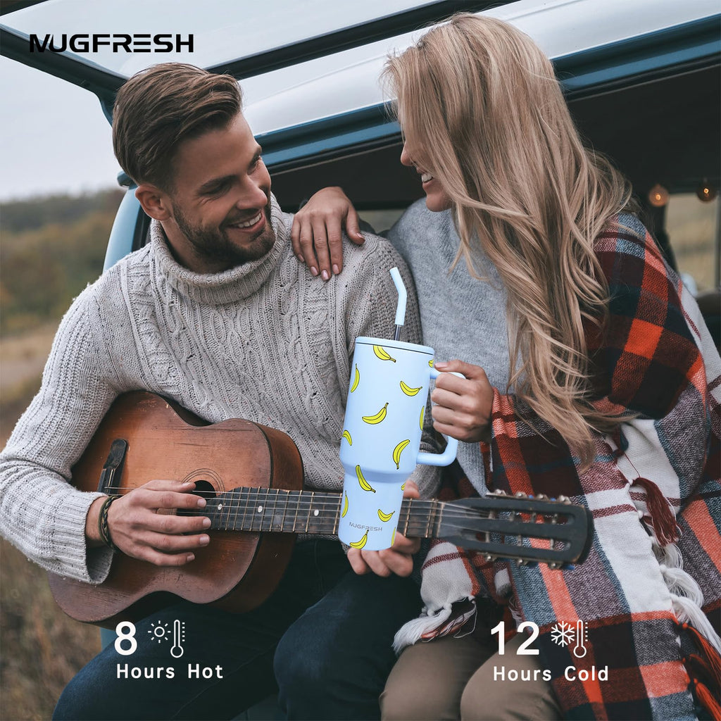 Butterfly Tumbler, Butterfly Gifts for Women 40 oz Insulated Tumbler with Handle and Straw Cup Holder Friendly Travel Mug Stainless Steel Water Bottle