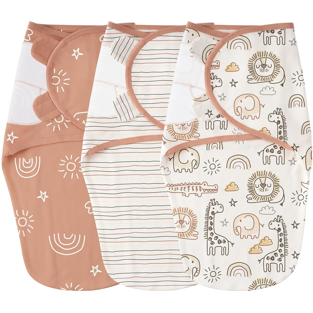 Yoofoss Baby Swaddles - 100% Cotton Adjustable Swaddle Sack | Soft & Breathable for Newborns (0-3 Months, 3 Pack)
