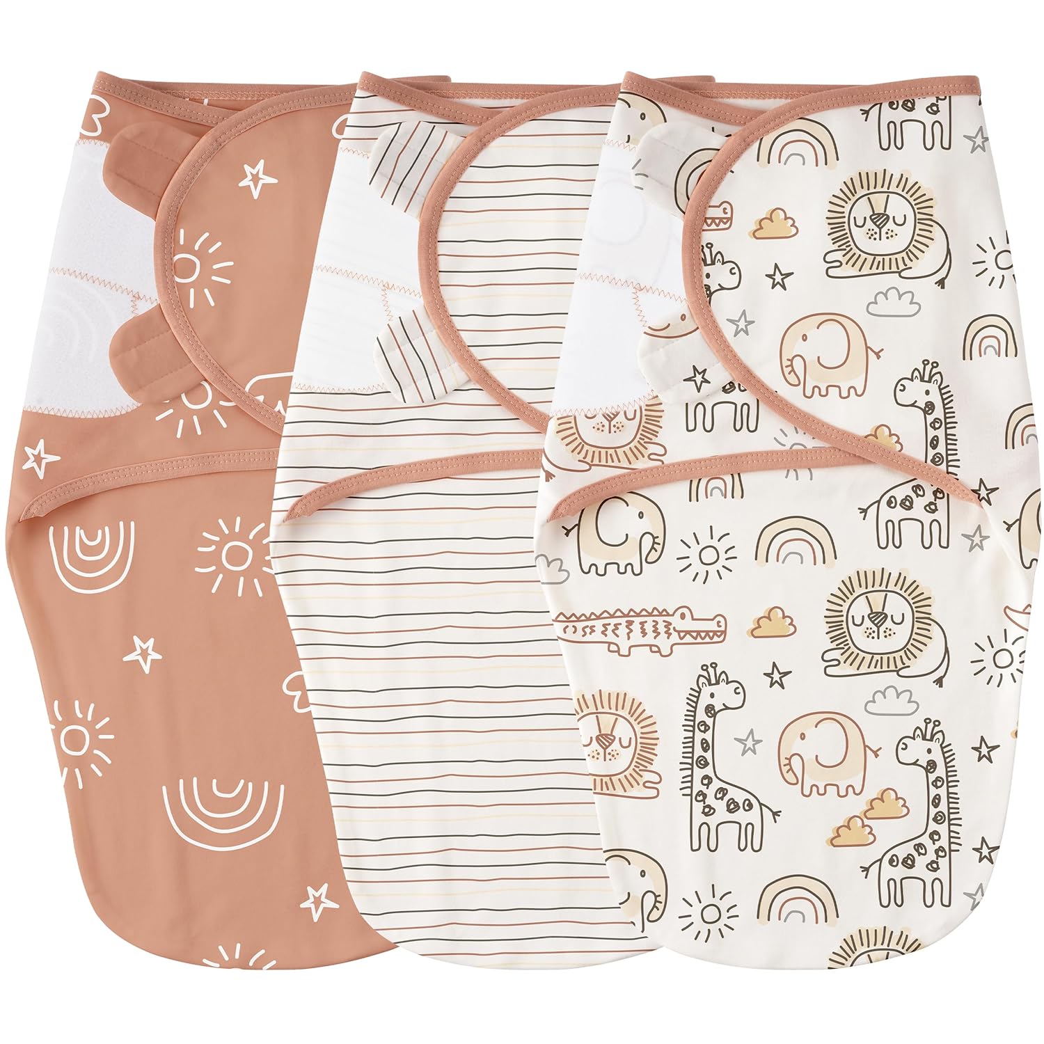 Yoofoss Baby Swaddles - 100% Cotton Adjustable Swaddle Sack | Soft & Breathable for Newborns (0-3 Months, 3 Pack)