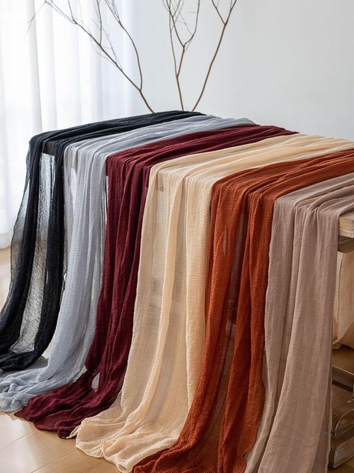 Keketoarrange Black Table Runner - Premium Cotton Cheesecloth for Rustic Decor | 120 Inch Long Sheer Boho Style