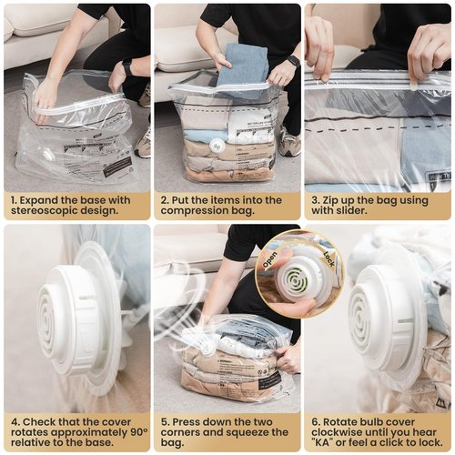 TAILI 8 Pack Cube Vacuum Storage Bags, Medium Size (25x19x11 inch), Vacuum Seal Bags for Clothing, Travel Compression Packing for Clothes, Blankets, Baby Clothes, Travel Accessories