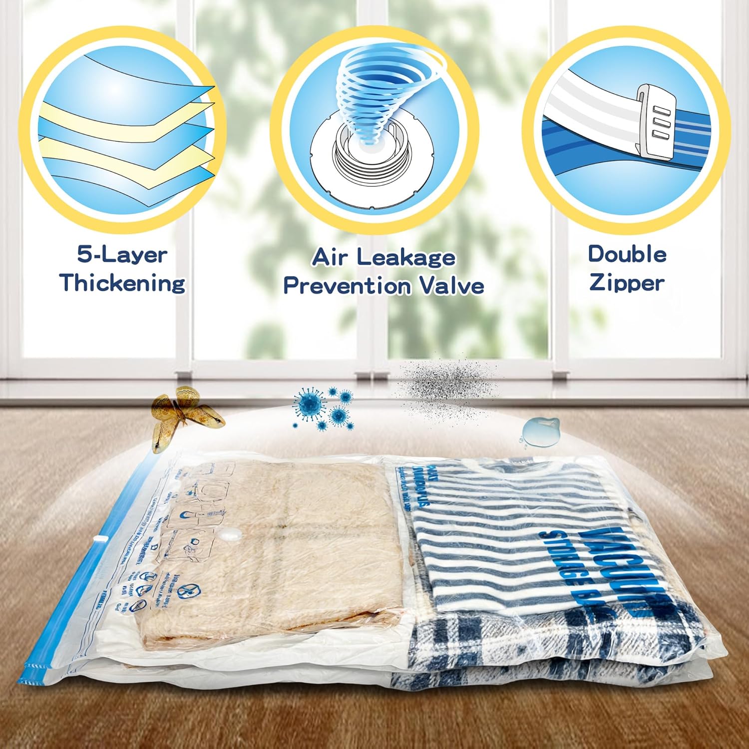 XXL Jumbo Vacuum Storage Bags - 47''X35'' Extra Large Space Bags for Bedding & Comforters (4-Pack)