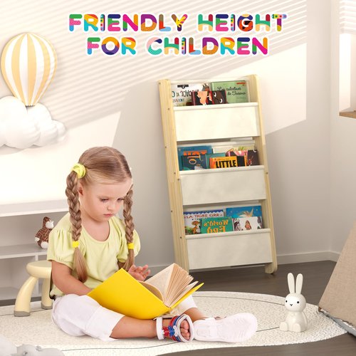 Wall Kids Bookshelf - Floating Book Shelf for Kids Room, Nursery & Classroom, Ideal 3 Tier Wood Bookshelf Storage for Boys and Girls
