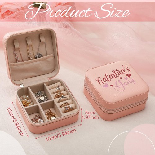 Clysee 6 Pcs Girls Trip Gifts Favors Jewelry Organizer with Pattern Birthday Gifts for Bestie Women Bride Wedding Anniversary for Mom Wife Weekend 2026 Summer Holiday Travel(Pink,Galentine's Gang)