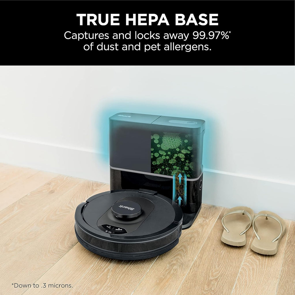 Shark R-AV2501S AI Robot Vacuum - HEPA Self-Empty Base, Bagless, 30-Day Capacity, LIDAR Navigation, Black - Certified Refurbished