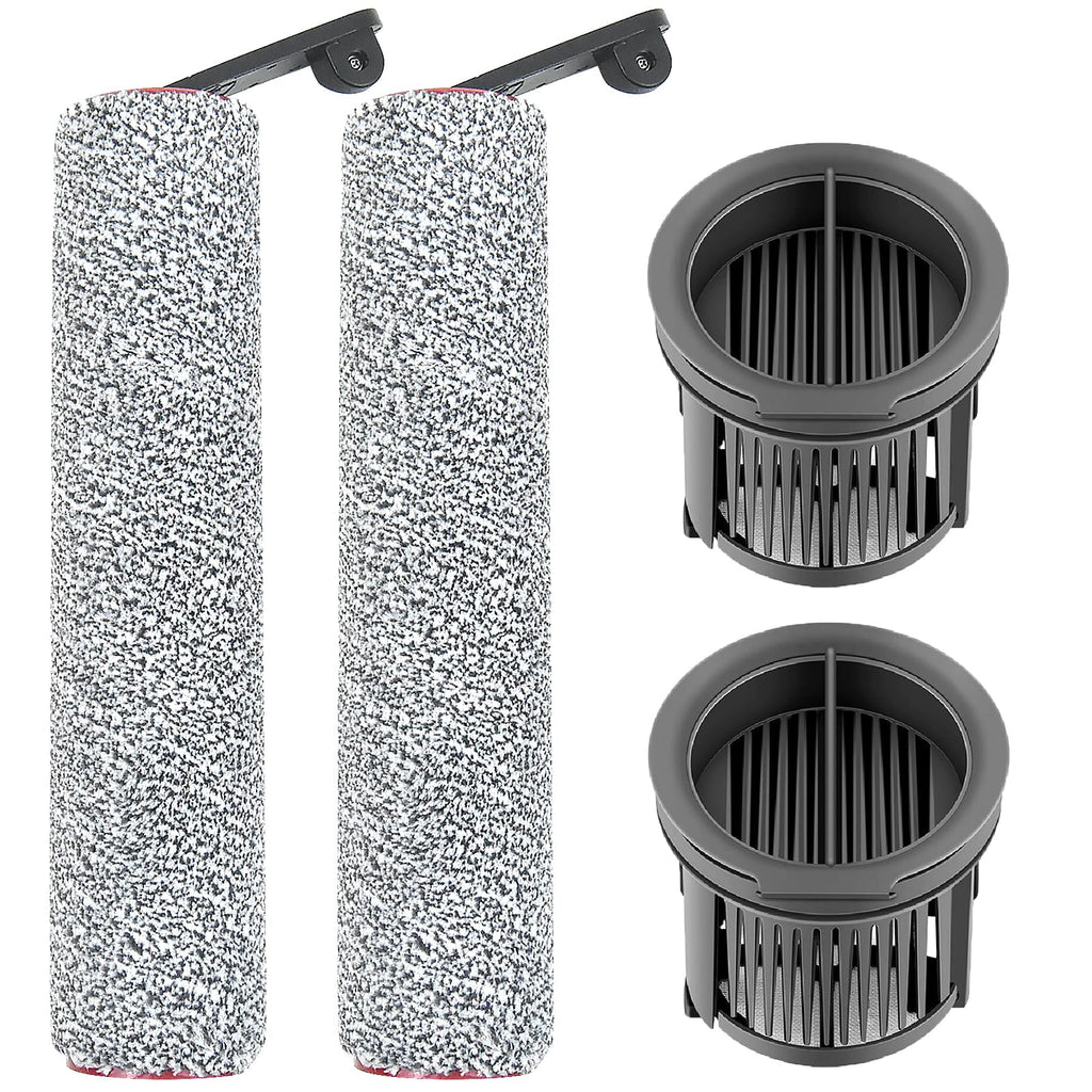Brush Rollers and Filters Replacement Parts Compatible with Dreame H14/ H14 Pro Wet Dry Vacuum Cleaner (2 Roller Brushes, 2 Hepa Filter)