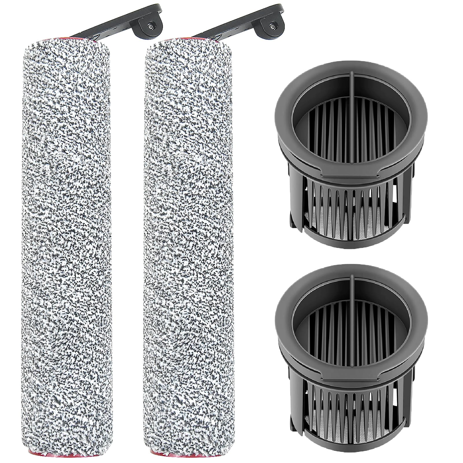 Brush Rollers and Filters Replacement Parts Compatible with Dreame H14/ H14 Pro Wet Dry Vacuum Cleaner (2 Roller Brushes, 2 Hepa Filter)
