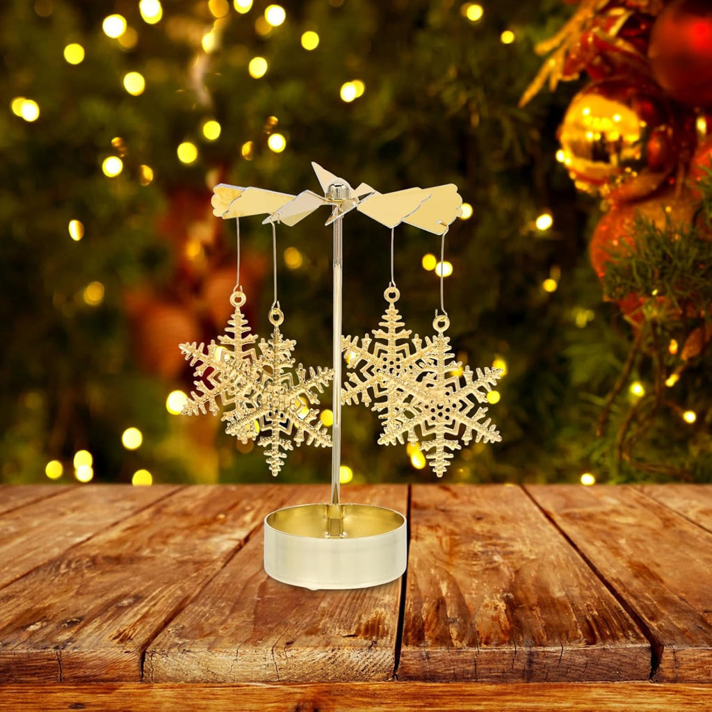 Zerodeko Rotary Candle Holder Set - 3pcs Metal Spinning Windmill Design for Christmas Decor | Festive Centerpieces